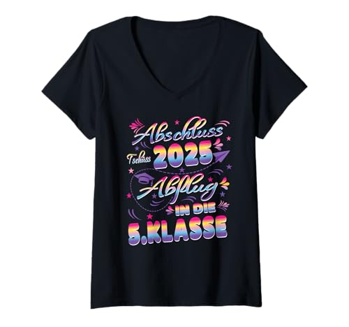 Damen Abschluss Grundschule 2025 Grundschulabschluss 5.Klasse T-Shirt mit V-Ausschnitt Damen Abschluss Grundschule 2025 Grundschulabschluss 5.Klasse T-Shirt mit V-Ausschnitt von Geschenke Grundschulabschluss Grundschulabgänger