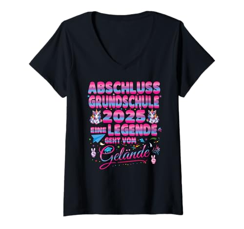 Damen Abschluss Grundschule 2025 Grundschulabschluss Mädchen T-Shirt mit V-Ausschnitt Damen Abschluss Grundschule 2025 Grundschulabschluss Mädchen T-Shirt mit V-Ausschnitt von Geschenke Grundschulabschluss Grundschulabgänger
