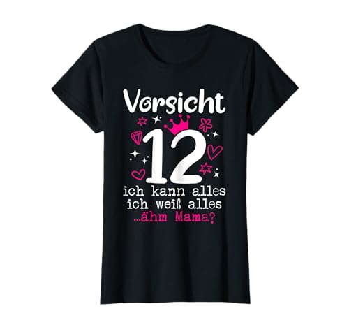 12 Geburtstag Mädchen - Vorsicht 12 Jahre Teenager T-Shirt von Geschenke Mädchen 12 Jahre für 12 Jährige Teenager