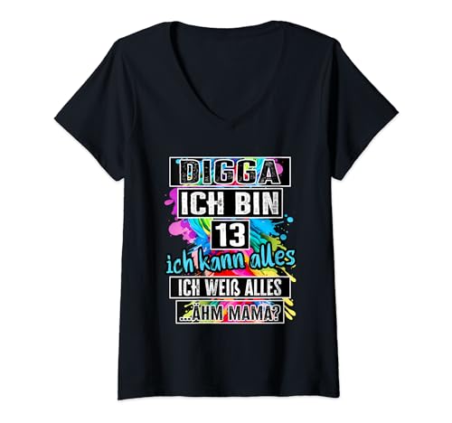 13 Geburtstag Mädchen Junge Digga Ich Bin 13 Jahre T-Shirt mit V-Ausschnitt 13 Geburtstag Mädchen Junge Digga Ich Bin 13 Jahre T-Shirt mit V-Ausschnitt von Geschenke Mädchen 13 Jahre u. für 13 Jährige Jungs