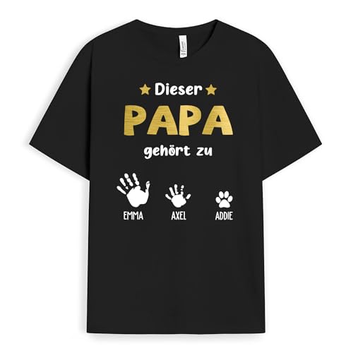 Geschenke Mall Personalisiertes Dieser Opa Papa GEHÖRT Zu T-Shirt - Personalisierte Geschenke für Papa und Opa zu Weihnachten, Geburtstag oder Vatertag (5 Kinder, Modell #1) von Geschenke Mall