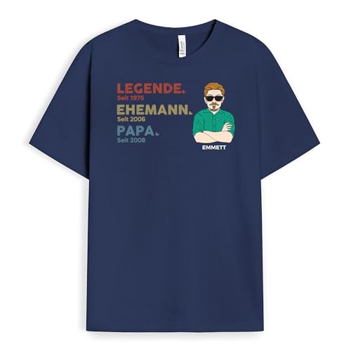 Geschenke Mall Personalisiertes Legende Ehemann Papa Opa T-Shirt - Personalisiertes Geschenk für Papa und Opa zum Weihnachten, Geburtstag oder Vatertag (Papa, Modell #2) von Geschenke Mall