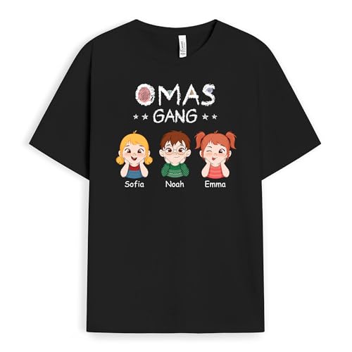 Geschenke Mall Personalisiertes Omas Mamas Gang T-Shirt - Personalisierte Geschenke für Mama und Oma zum Muttertag, Geburtstag oder Weihnachten (7 Kinder, Modell # 3) von Geschenke Mall