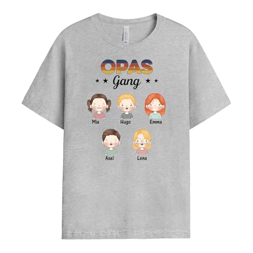 Geschenke Mall Personalisiertes Opas Papas Gang T-Shirt - Vatertagsgeschenk, Geschenk Papa Geburtstag, Geschenk Opa personalisiert, Opa Papa Tshirt, Vatertag Shirt (3 Kinder, Modell # 2) von Geschenke Mall