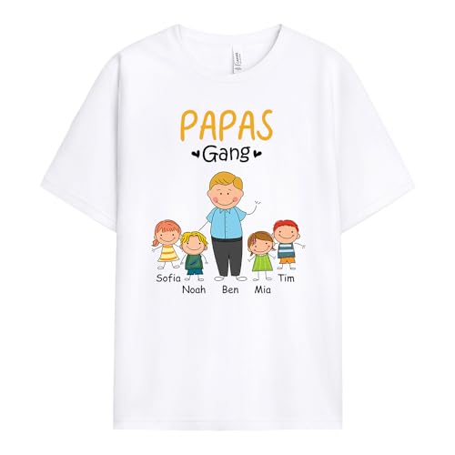 Geschenke Mall Personalisiertes Papas Opas Süße Bande T-Shirt - Personalisierte Geschenke für Papa und Opa zu Weihnachten, Geburtstag oder Vatertag (2 Kinder, Modell #1) von Geschenke Mall