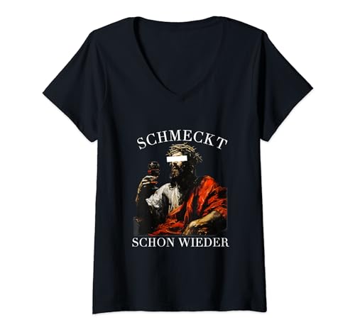 Damen SCHMECKT SCHON WIEDER Jesus Bier Fun T-Shirt mit V-Ausschnitt Damen SCHMECKT SCHON WIEDER Jesus Bier Fun T-Shirt mit V-Ausschnitt von Geschenke Malle Party
