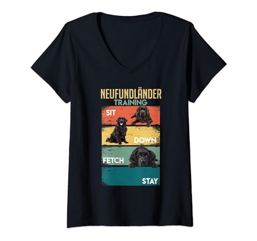 Damen NEUFUNDLÄNDER TRAINING Lustiges Neufundländer Vintage T-Shirt mit V-Ausschnitt Damen NEUFUNDLÄNDER TRAINING Lustiges Neufundländer Vintage T-Shirt mit V-Ausschnitt von Geschenke Neufundländer Shirt Neufundländer Hund
