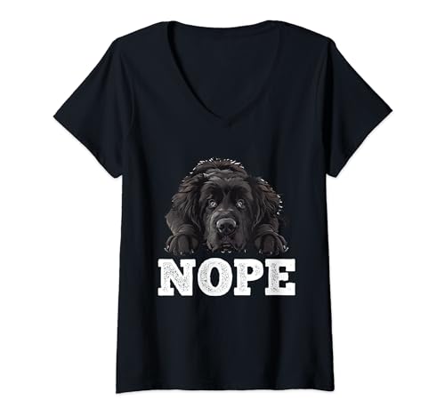 Damen Neufundländer NOPE Newfie Hundebesitzer Lustig Neufundländer T-Shirt mit V-Ausschnitt von Geschenke Neufundländer Shirt Neufundländer Hund