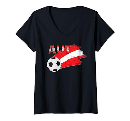 Damen Fanartikel Österreich Fanartikel AUT Design Österreich T-Shirt mit V-Ausschnitt Damen Fanartikel Österreich Fanartikel AUT Design Österreich T-Shirt mit V-Ausschnitt von Geschenke Österreich Fanartikel Fussball Geschenk