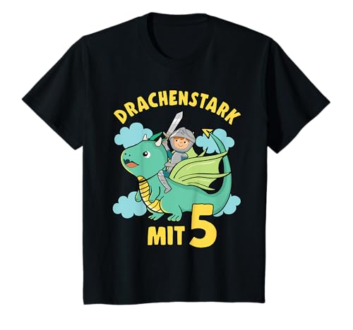 Kinder Drache & Ritter Geburtstagshirt Drachenstark 5 Jahre Junge T-Shirt Kinder Drache & Ritter Geburtstagshirt Drachenstark 5 Jahre Junge T-Shirt von Geschenke für 5 jährige Jungen Geburtstag Party