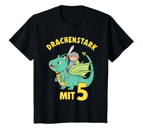 Kinder Drache & Ritter Geburtstagshirt Drachenstark 5 Jahre Junge T-Shirt Kinder Drache & Ritter Geburtstagshirt Drachenstark 5 Jahre Junge T-Shirt von Geschenke für 5 jährige Jungen Geburtstag Party
