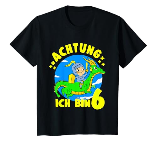 Kinder Drache & Ritter Geburtstagshirt Achtung 6 Jahre Junge T-Shirt Kinder Drache & Ritter Geburtstagshirt Achtung 6 Jahre Junge T-Shirt von Geschenke für 6 jährige Jungs Geburtstag Party