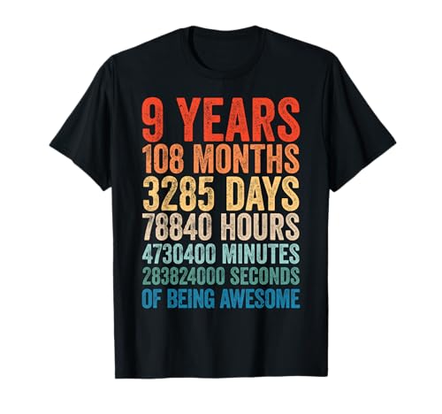 9. Geburtstag 9 Jahre alte Jungen Mädchen Kinder T-Shirt von Geschenke für 9 Jahre alt 9. Geburtstag