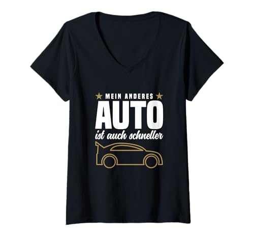 Damen Mein Anderes Auto Ist Auch Schneller Autofans Gadgets Party T-Shirt mit V-Ausschnitt Damen Mein Anderes Auto Ist Auch Schneller Autofans Gadgets Party T-Shirt mit V-Ausschnitt von Geschenke für Autofans und Auto Gadgets Lustig
