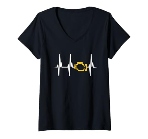 Damen Autofreaks Motorwarnleuchte Auto Gadgets Autoliebhaber T-Shirt mit V-Ausschnitt Damen Autofreaks Motorwarnleuchte Auto Gadgets Autoliebhaber T-Shirt mit V-Ausschnitt von Geschenke für Autofreaks und Autoliebhaber