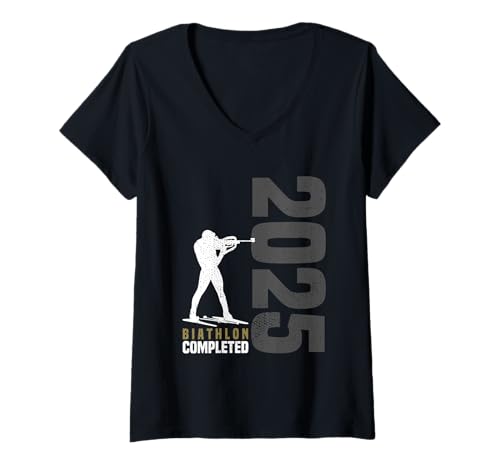 Damen Biathlon Fans 2025 Schießstand Lustig Fanartikel Biathlet T-Shirt mit V-Ausschnitt Damen Biathlon Fans 2025 Schießstand Lustig Fanartikel Biathlet T-Shirt mit V-Ausschnitt von Geschenke für Biathlon Fans und Fanartikel