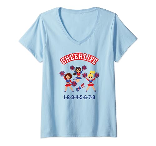 Cheerleaders Mädchen Anfeuern Cheerleading Pompons Cheerlife T-Shirt mit V-Ausschnitt von Geschenke für Cheerleader Geschenkidee Cheerdance
