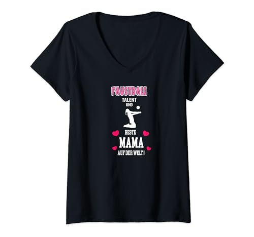 Damen Faustball Mama Mami beste Mutter Mutti Faustball Muttertag T-Shirt mit V-Ausschnitt von Geschenke für Faustball Mama Muttertagsgeschenke