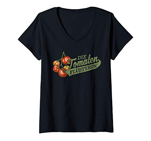 Damen Die Tomaten Flüsterin für Frauen und Gartenfreunde T-Shirt mit V-Ausschnitt von Geschenke für Gartenfreunde die Tomaten züchten