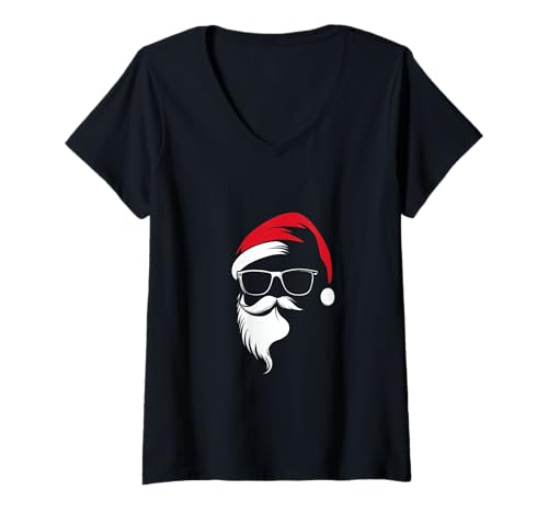 Damen Santa Weihnachtsshirt Weihnachten Herren Xmas Weihnachtsmann T-Shirt mit V-Ausschnitt Damen Santa Weihnachtsshirt Weihnachten Herren Xmas Weihnachtsmann T-Shirt mit V-Ausschnitt von Geschenke für Ihn Nikolaus cooler Weihnachtsmann
