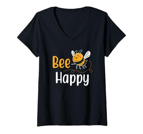 Damen Lustige Imker Bee Happy Honig Biene Imkerei T-Shirt mit V-Ausschnitt Damen Lustige Imker Bee Happy Honig Biene Imkerei T-Shirt mit V-Ausschnitt von Geschenke für Imker und Bienenliebhaber