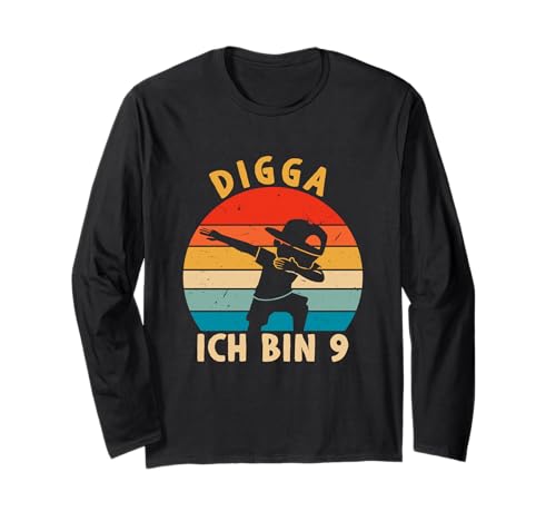 Digga Ich bin 9, 9. Geburtstag, 9 Jahre, Neun Jungen, Mädchen Langarmshirt Digga Ich bin 9, 9. Geburtstag, 9 Jahre, Neun Jungen, Mädchen Langarmshirt von Geschenke für Jungen 9. Geburtstag Dabbing Vintage