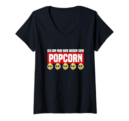 Damen Kino Gadgets Kinoabend Zubehör Popcorn Lustig Kinofans T-Shirt mit V-Ausschnitt von Geschenke für Kinofans & Kino Gadgets