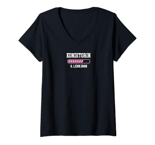 Damen Konditorin Ausbildung 3 Lehrjahr drittes Jahr Lehre T-Shirt mit V-Ausschnitt von Geschenke für Konditorin Ausbildung zur Lehre