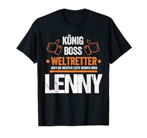 Vorname Lenny König Boss Weltretter Herren Persönliche T-Shirt von Geschenke für Lenny
