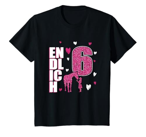Endlich 6 6. Geburtstag 6 Jahre sechs Mädchen Pferde Pony T-Shirt Endlich 6 6. Geburtstag 6 Jahre sechs Mädchen Pferde Pony T-Shirt von Geschenke für Mädchen 6. Geburtstag Pferd