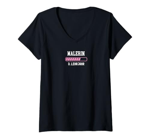 Damen Malerin Ausbildung 3 Lehrjahr drittes Jahr Lehre T-Shirt mit V-Ausschnitt Damen Malerin Ausbildung 3 Lehrjahr drittes Jahr Lehre T-Shirt mit V-Ausschnitt von Geschenke für Malerin Ausbildung zur Lehre