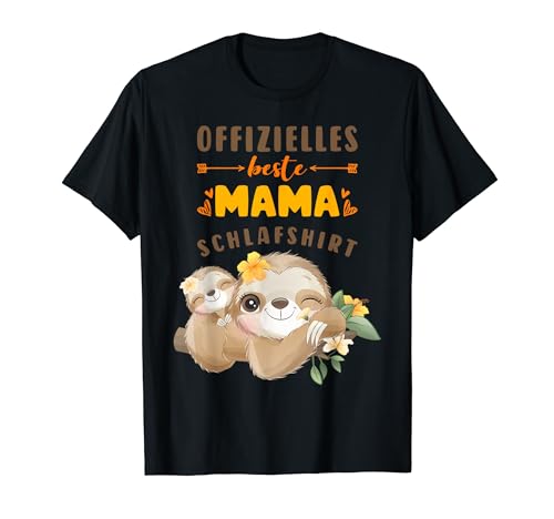 Offizielles Beste Mama Schlafshirt Mutter Faultier Muttertag T-Shirt von Geschenke für Mama und Oma. Studio Content Design