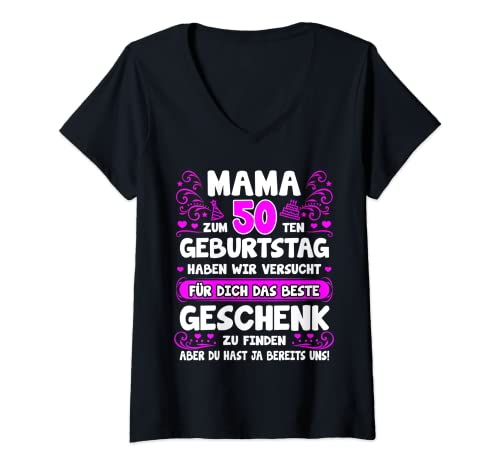 Damen Mama du hast ja bereits uns 50. Geburtstag Mutter Mama T-Shirt mit V-Ausschnitt Damen Mama du hast ja bereits uns 50. Geburtstag Mutter Mama T-Shirt mit V-Ausschnitt von Geschenke für Mama zum 50 Geburtstag lustig