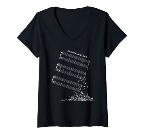 Damen Notenblatt ohne Noten - The Sound of Silence Musiker Outfit T-Shirt mit V-Ausschnitt Damen Notenblatt ohne Noten - The Sound of Silence Musiker Outfit T-Shirt mit V-Ausschnitt von Geschenke für Musiker Gitarristen Pianisten Sänger