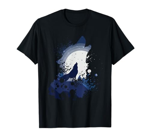 Tiermotiv Silhouette | Geschenke für Natur Umweltschutz | Wolfsilhouette Wolf T-Shirt | Unisex-Erwachsene, Unisex-Kinder | Schwarz | S | Kurzarm | T-Shirt von Geschenke für Natur Umweltschutz | Tiersilhouetten