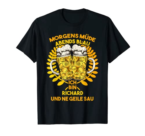 Herren Richard Morgens Müde Abends Blau Persönliches Sauf T-Shirt Herren Richard Morgens Müde Abends Blau Persönliches Sauf T-Shirt von Geschenke für Richard
