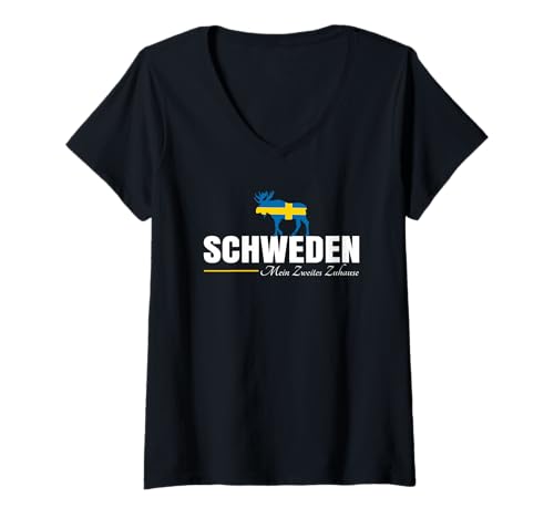 Damen Mein Zweites Zuhause Schwedenliebhaber Gadgets Schweden T-Shirt mit V-Ausschnitt Damen Mein Zweites Zuhause Schwedenliebhaber Gadgets Schweden T-Shirt mit V-Ausschnitt von Geschenke für Schwedenliebhaber & Schweden Gadgets