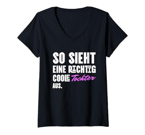 Damen Richtig Coole Tochter Geschenke für Töchter Zwillinge Geburt T-Shirt mit V-Ausschnitt Damen Richtig Coole Tochter Geschenke für Töchter Zwillinge Geburt T-Shirt mit V-Ausschnitt von Geschenke für Töchter für jeden Anlass