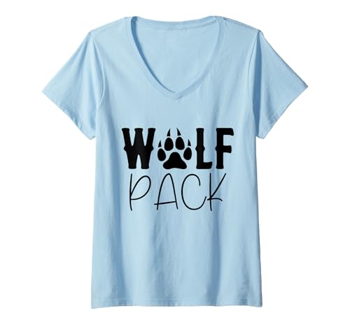 Damen Wolf Pack T-Shirt mit V-Ausschnitt Damen Wolf Pack T-Shirt mit V-Ausschnitt von Geschenke für Wölfe & Wolfsliebhaber by DAIMMER