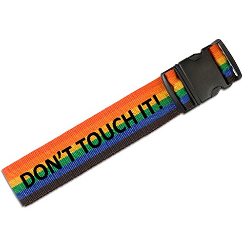 Koffergurt Regenbogen: DON'T TOUCH IT!, passend für alle Koffer, ca. 1,75 m lang von Geschenke mit Namen