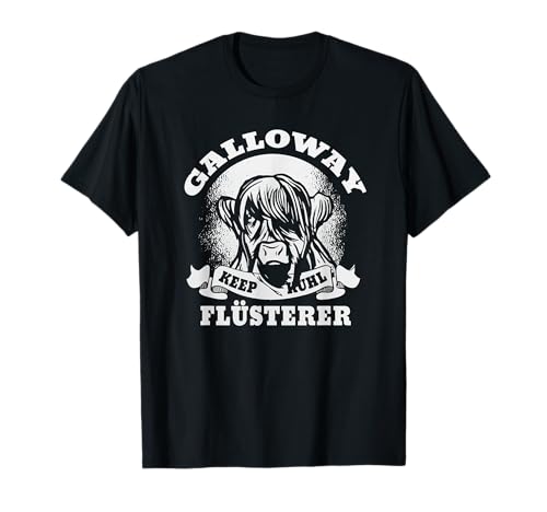 Galloway Kuh Flüstrerer I Cattle T-Shirt für Bauern - Herren - Unisex - Schwarz - S - Crew Neck - Halbarm - Polyester 100% - Retro - Novelty Design - Winter von Geschenke & Ideen für Landwirte