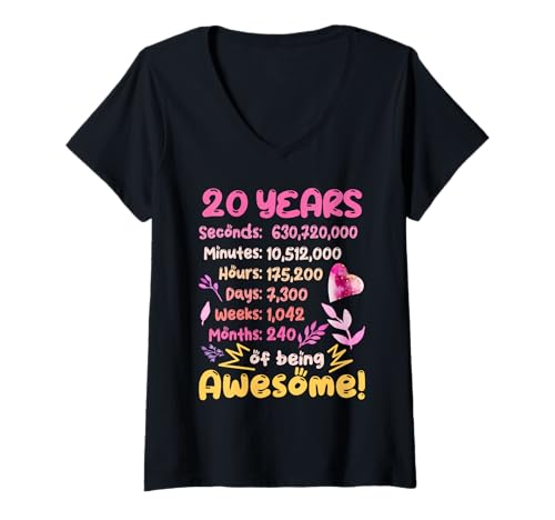 Damen 20 Jahre alt! Geburtstagsgeschenk für den 20. Geburtstag T-Shirt mit V-Ausschnitt von Geschenke und Outfits für 1. - 70. Geburtstag