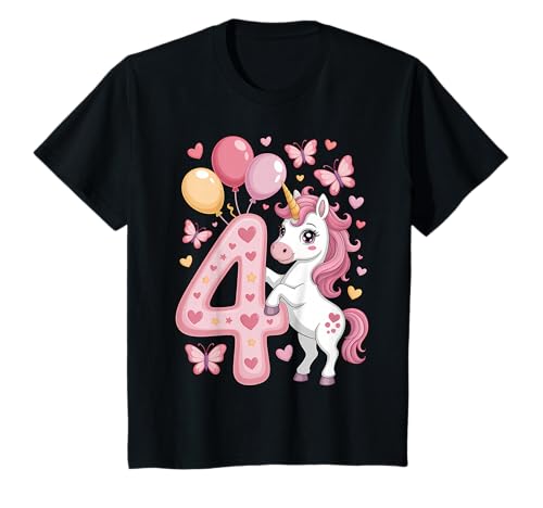 Einhorn 4. Geburtstag Mädchen 4 Jahre alt Pferde Ich Bin 4 T-Shirt von Geschenke & Outfits für Mädchen zum Geburtstag