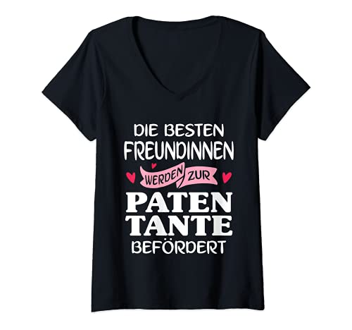 Damen Die besten Freundinnen werden zur Patentante befördert T-Shirt mit V-Ausschnitt Damen Die besten Freundinnen werden zur Patentante befördert T-Shirt mit V-Ausschnitt von Geschenke & Produkte für Familien