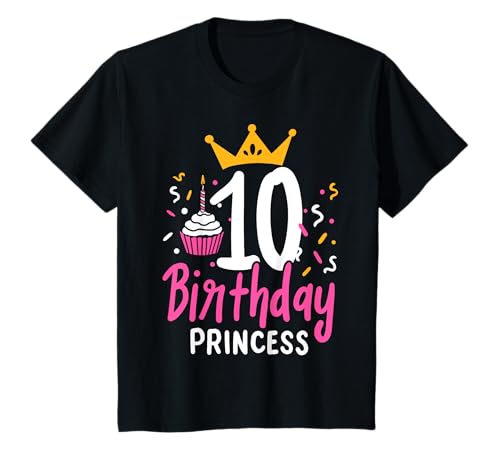 10.Geburtstag Prinzessin Krone Cupcake Mädchen T-Shirt 10.Geburtstag Prinzessin Krone Cupcake Mädchen T-Shirt von Geschenke für kleine Prinzessinnen