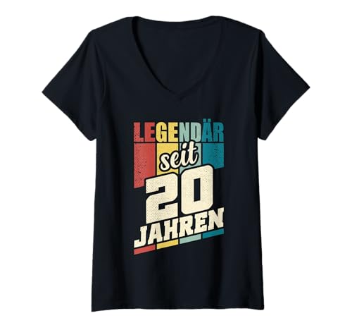 Damen 20. Geburtstag Legendär Seit 20 Jahren Legende 20 Jahre T-Shirt mit V-Ausschnitt von Geschenke zum 20. Geburtstag für Männer mit 20