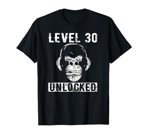 30 Geburtstag Männer Gamer Level 30 Unlocked Zocker Complete T-Shirt von Geschenke zum 30 Geburtstag Mann Gamer Gaming