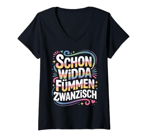 Damen Schon Widda Fümmen Zwanzisch Lustiger Spruch 50. Geburtstag. T-Shirt mit V-Ausschnitt Damen Schon Widda Fümmen Zwanzisch Lustiger Spruch 50. Geburtstag. T-Shirt mit V-Ausschnitt von Geschenke zum 30., 50. und 60. Geburtstag Lustige