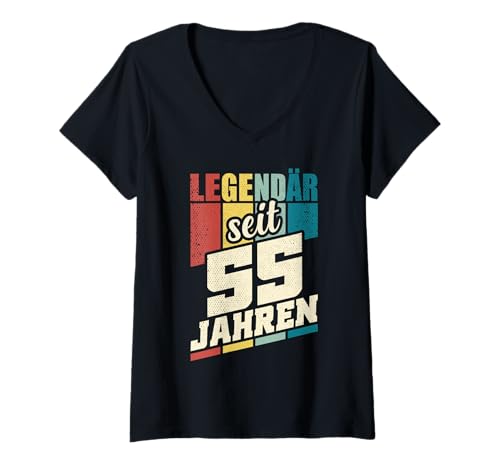 Damen 55. Geburtstag Legendär Seit 55 Jahren Legende 55 Jahre T-Shirt mit V-Ausschnitt Damen 55. Geburtstag Legendär Seit 55 Jahren Legende 55 Jahre T-Shirt mit V-Ausschnitt von Geschenke zum 55. Geburtstag für Männer mit 55