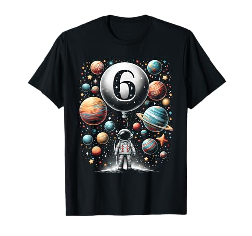 Sechs 6 Jahre alte Astronauten 6. Geburtstag Jungen Mädchen Space Geek T-Shirt von 6th Birthday Gifts For 6 Years Old Kids Toddlers